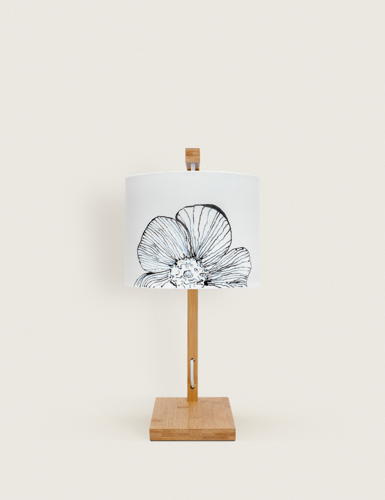Veioză din lemn de bambus și pictură manuală – Moon Flower